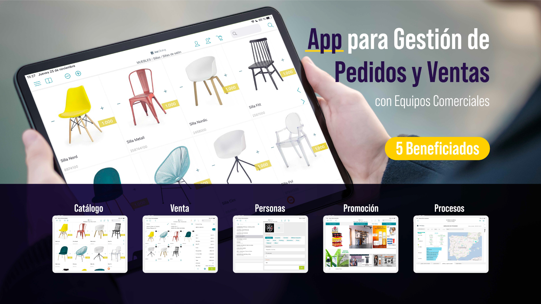 App para gestión de pedidos y ventas con equipos comerciales